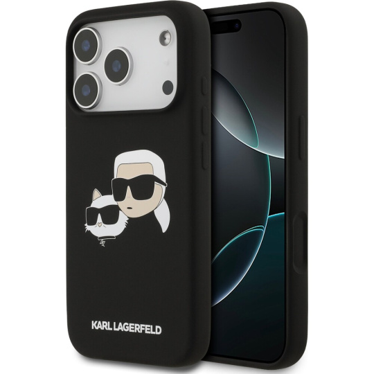 Karl Lagerfeld Liquid Silicone Double Heads MagSafe kryt iPhone 17 Pro černý
