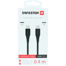 SWISSTEN kabel USB-C / USB-C 0,4 M černý