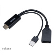 AKASA kabel  redukce HDMI na DisplayPort, with USB power cable 4K@60Hz, 25cm