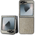 Guess PC/TPU Glitter Flakes Metal Logo kryt Samsung Galaxy Z Flip 6 zlatý