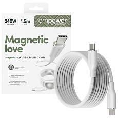 PanzerGlass USB-C/USB-C magnetický napájecí kabel 240W 1,5m bílý