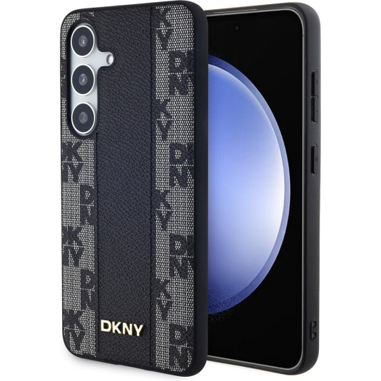 DKNY PU Leather Checkered Pattern Magsafe kryt Samsung Galaxy S24+ černý