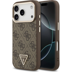 Guess PU Leather 4G Triangle Logo Gold Frame MagSafe kryt iPhone 17 Pro hnědý Guess PU Leather 4G Triangle Logo Gold Frame MagSafe kryt iPhone 17 Pro hnědý