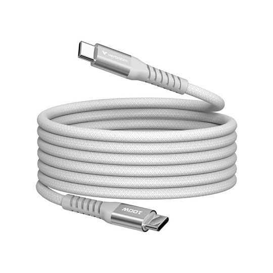 VERBATIM Kabel USB-C Sync & Charge, 100W, Magnetický, 120cm, šedá