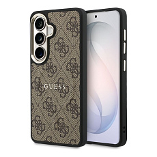 Guess PU Leather 4G Gold Frame Magnetic kryt Samsung Galaxy S26 hnědý