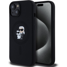 Karl Lagerfeld Liquid Silicone Karl and Choupette Magsafe zadní kryt iPhone 15 černý