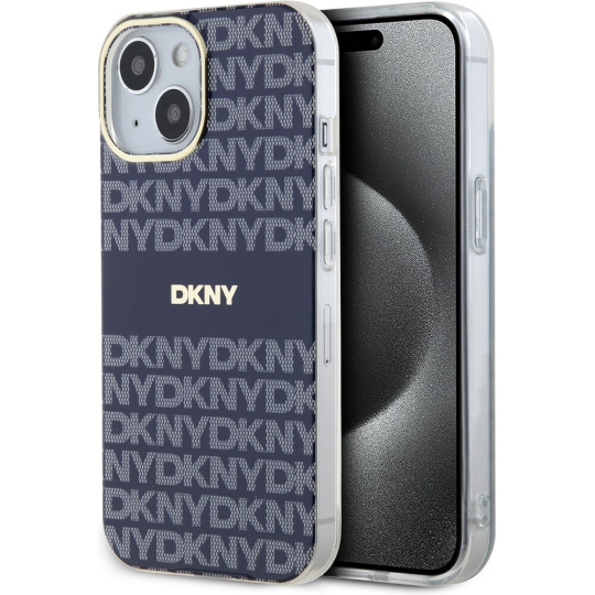 DKNY PC/TPU Repeat Pattern Tonal Stripe Magsafe kryt iPhone 14 modrý