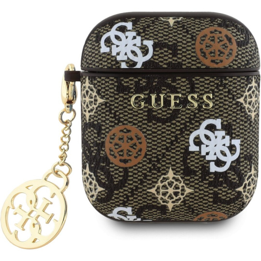 Guess PU 4G Peony Charm pouzdro pro AirPods 1/2 hnědé