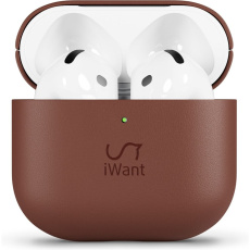 iWant kožený kryt pro AirPods 4/4 (ANC) hnědá