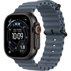 Apple Watch 49/46/45/44mm ocelově modrý Oceánský řemínek černý titan Apple Watch 49/46/45/44mm ocelově modrý Oceánský řemínek černý titan