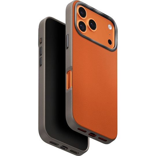 UNIQ Lyden DS Premium Leatherette MagClick MagSafe kryt iPhone 17 Pro Flame Orange