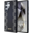 DKNY PU Leather Checkered Pattern Magsafe kryt Samsung Galaxy S24 Ultra černý