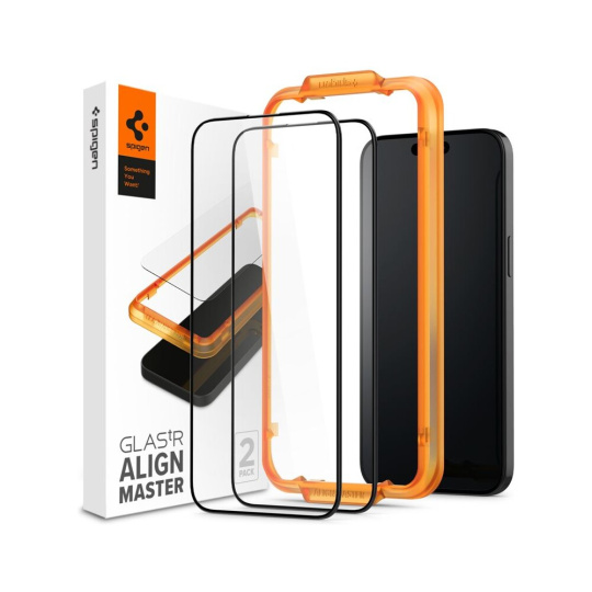 Spigen Glass tR AlignMaster 2 Pack tvrzené sklo iPhone 15 černé