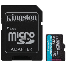 Kingston microSDXC Canvas Go! Plus 512GB 170MB/s UHS-I U3 + SD adaptér