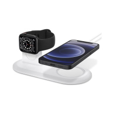 Spigen 2v1 MagFit Duo stojánek pro Apple Watch a iPhone bílý