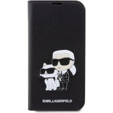 Karl Lagerfeld PU Saffiano Karl and Choupette NFT flipové pouzdro pro iPhone 14 Pro Max černé