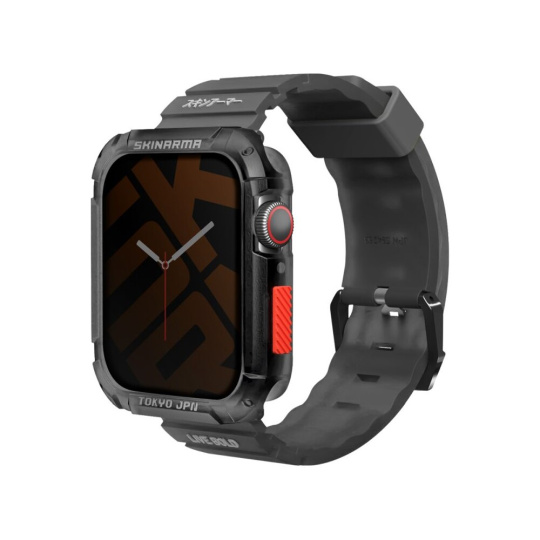 SKINARMA Shokku řemínek Apple Watch 45/44/42 mm + Kurono pouzdro Apple Watch 45/44 mm Smoke