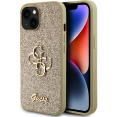 Guess PU Fixed Glitter 4G Metal Logo kryt iPhone 13 zlatý