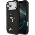 Guess PU Fixed Glitter 4G Metal Logo kryt iPhone 17 Pro Max černý