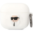 Karl Lagerfeld 3D Logo NFT Karl Head Silikonové pouzdro Airpods 3 bílé