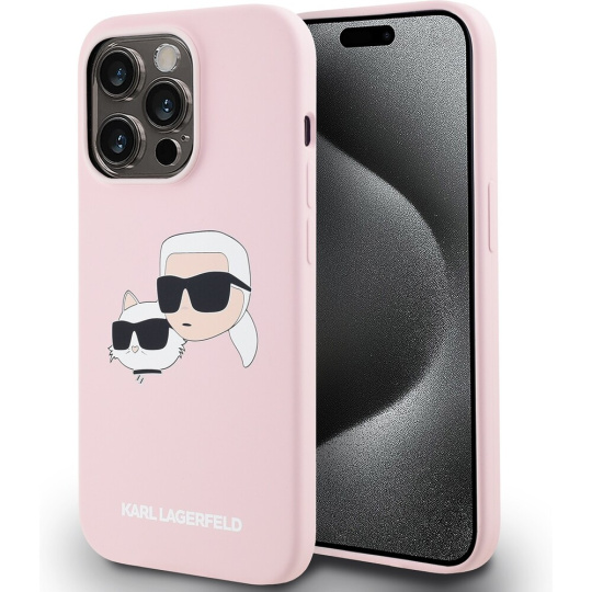 Karl Lagerfeld Liquid Silicone Double Heads Magsafe zadní kryt iPhone 14 Pro růžový