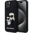 Karl Lagerfeld 3D Rubber Karl and Choupette kryt iPhone 15 černý