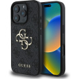 Guess PU 4G Metal Logo kryt pro iPhone 16 Pro šedý