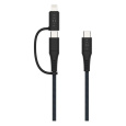 FIXED nabíjecí kabel s USB-C/USB-C a Lightning, 1.2m, MFi, PD 60W, šedý