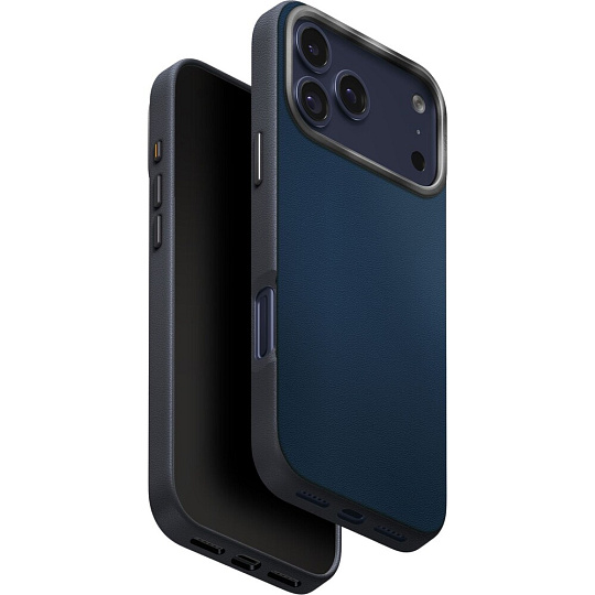 UNIQ Lyden DS Premium Leatherette MagClick MagSafe kryt iPhone 17 Pro Max Steel Blue