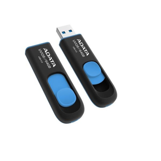 ADATA Flash Disk 64GB UV128, USB 3.1 Dash Drive (R:90/W:40 MB/s) černá/modrá