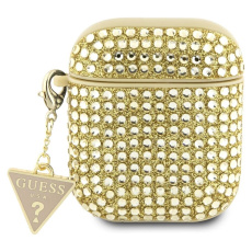 Guess Rhinestones Triangle Metal Logo pouzdro AirPods 1/2 zlaté