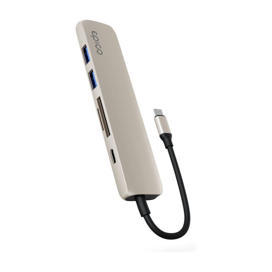 Epico 6v1 hliníkový hub 8K s USB-C hvězdně bílý Epico 6v1 hliníkový hub 8K s USB-C hvězdně bílý