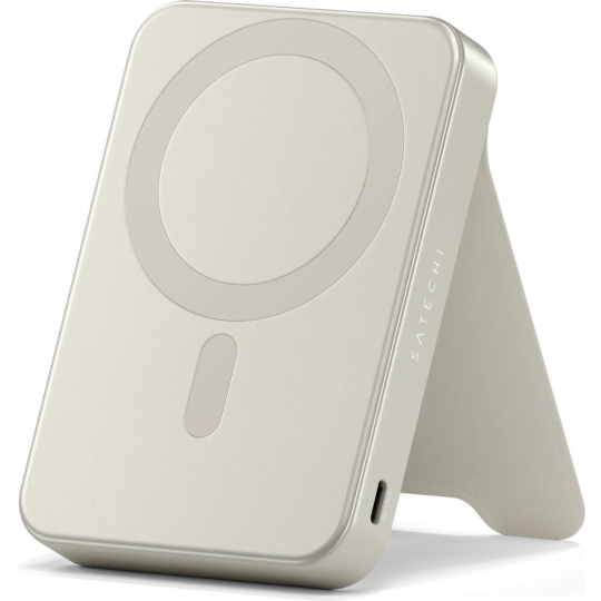 Satechi Qi2 10K magnetická powerbanka se stojánkem béžová