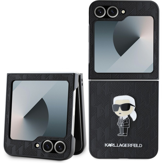 Karl Lagerfeld PU Saffiano Monogram Ikonik kryt Samsung Galaxy Z Flip 6 černý