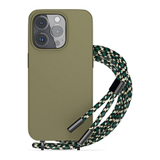 EPICO silikonový kryt se šňůrkou pro iPhone 14 Plus zelený