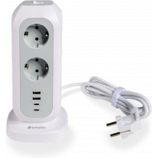 VERBATIM EU Power Tower EUPT-01 Nabíjecí stanice ,11x230V, 2xUSB-C, 2x USB-A