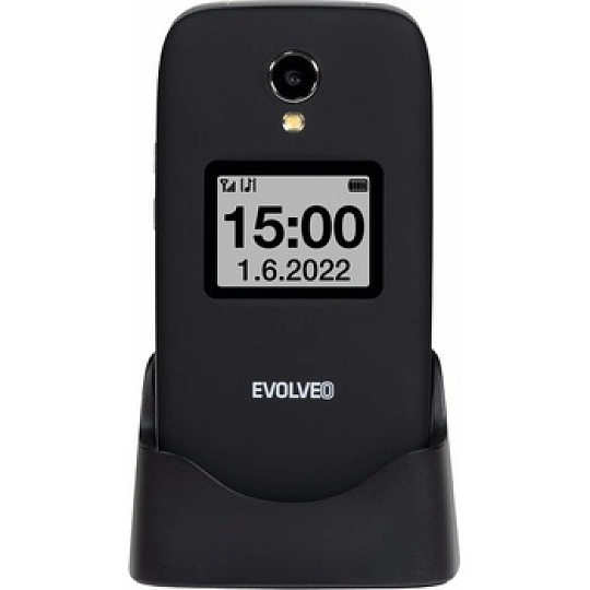 EVOLVEO EasyPhone FS, vyklápěcí mobilní telefon 2.8" pro seniory s nabíjecím stojánkem (če