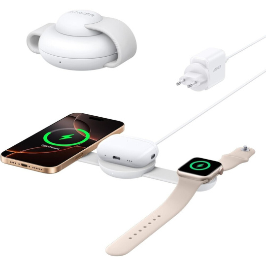 Anker MagGo B25M8 3v1 MagSafe nabíječka (15W) bílá