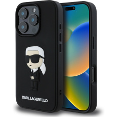 Karl Lagerfeld 3D Rubber Ikonik kryt pro iPhone 16 Pro Max černý