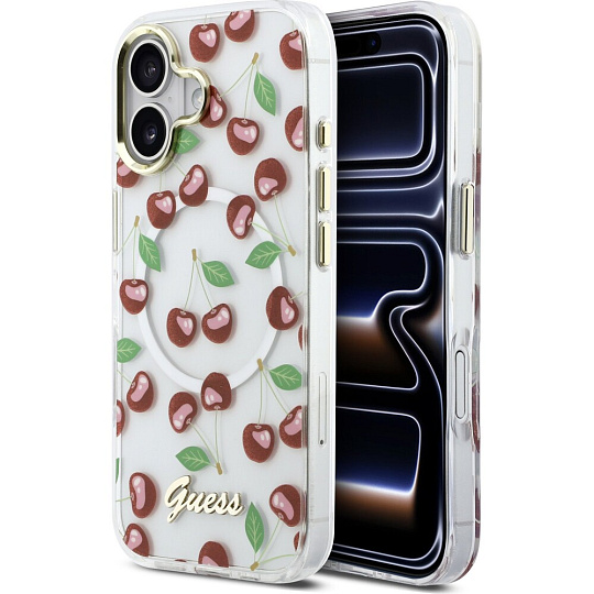 Guess IML Glitter Cherry MagSafe kryt iPhone 17