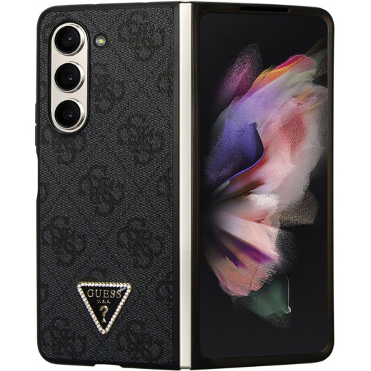 Guess 4G PU Leather Triangle kryt Samsung Galaxy Z Fold5 černý