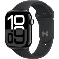 Apple Watch Series 10 Cellular 46mm Klavírně černý hliník s černým sportovním řemínkem S/M