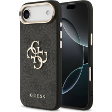 Guess PU Leather 4G Metal Logo Gold Frame MagSafe kryt iPhone Air černý