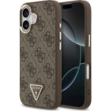 Guess PU Leather 4G Triangle Logo Gold Frame MagSafe kryt iPhone 17 hnědý