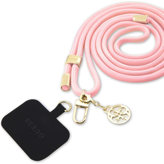 Guess Crossbody Popruh Cord 4G Charm zlatý/růžový