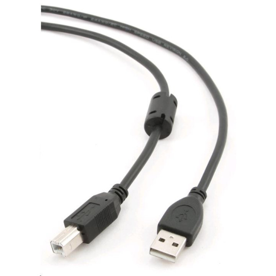 GEMBIRD Kabel USB 2.0 A-B propojovací 1,8m Premium (černý, ferit, zlacené kontakty)