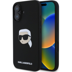 Karl Lagerfeld Liquid Silicone Karl Head MagSafe kryt iPhone 16 černý