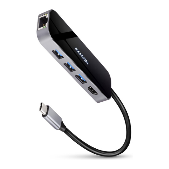 AXAGON USB hub 3x USB-A, HDMI, RJ-45 kabel USB-C