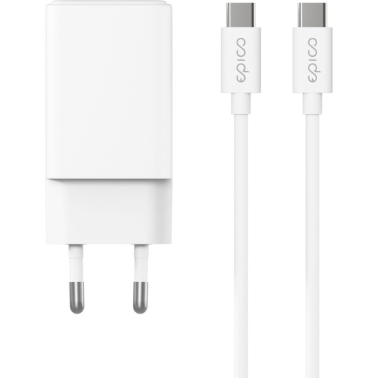 Epico UltraBoost EA30 45W GaN síťový adaptér s 1,2 m USB-C na USB-C kabelem bílý
