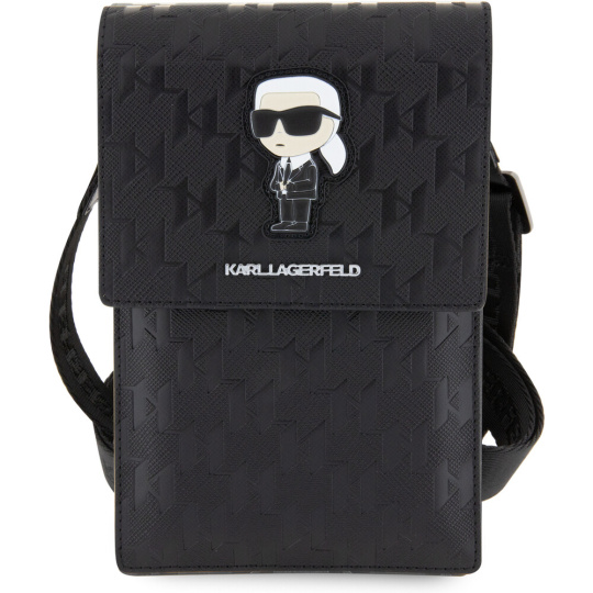 Karl Lagerfeld Saffiano Monogram Ikonik NFT Wallet Bag pouzdro černé
